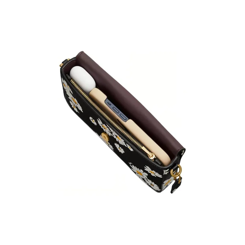 COACH Wyn Polished Pebble Leather Shoulder Bag, Crossbody Bag Trumpets Women's Black & Multicolor-4
