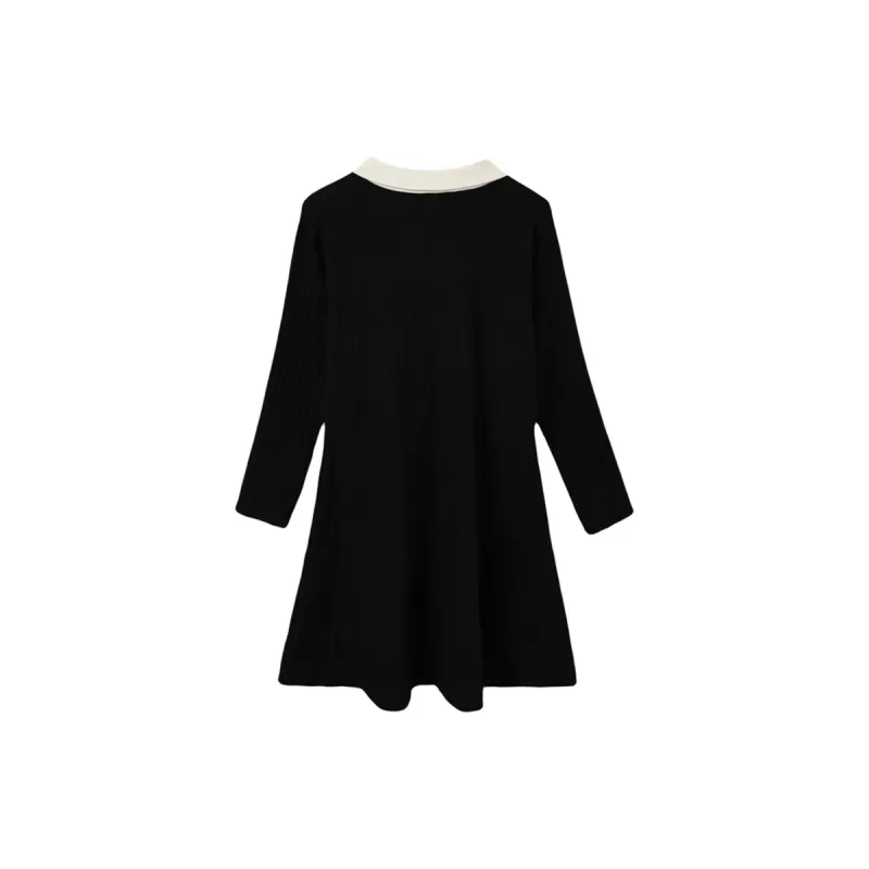 AFGGD Long Sleeved Dress Women's Black-1