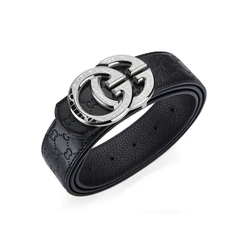 GUSKI Top Grain Cow Leather Smooth Buckle Belt Suitable For Men's Pants Men's Silver Gold Width  3.8cm Gift Box Sets