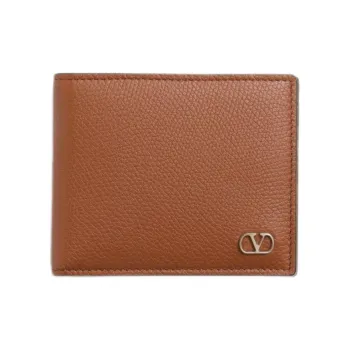 Valentino Vlogo Calfskin Wallet Men's Saddle Brown