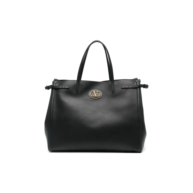 Valentino GARAVANI Calfskin Tote Bag, Shopping Bag, Handbag Medium Size Men's Black-0