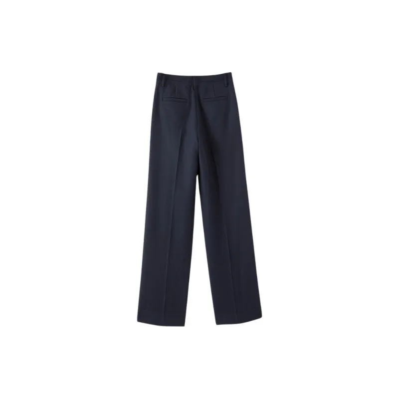 Late White Casual Pants Women's Dark Blue-3