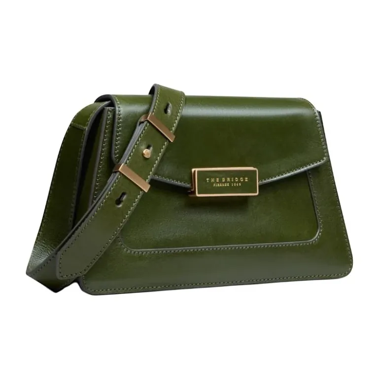 THE BRIDGE Cow Leather Shoulder Bag Women's Green-1