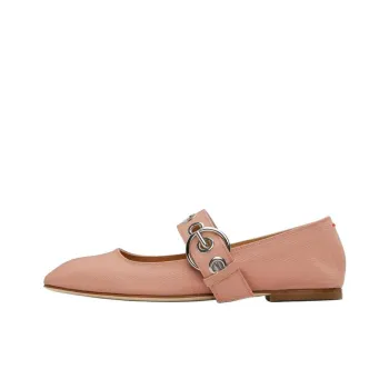 Aeyde Uma Eyelet Grosgrain Coral Ballet Flats Women's