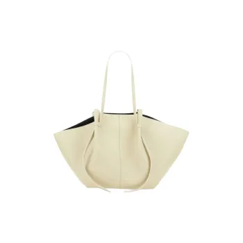 YUZEFI Calfskin Tote Bag, Shopping Bag, Shoulder Bag Tubas Women's Beige Yellow