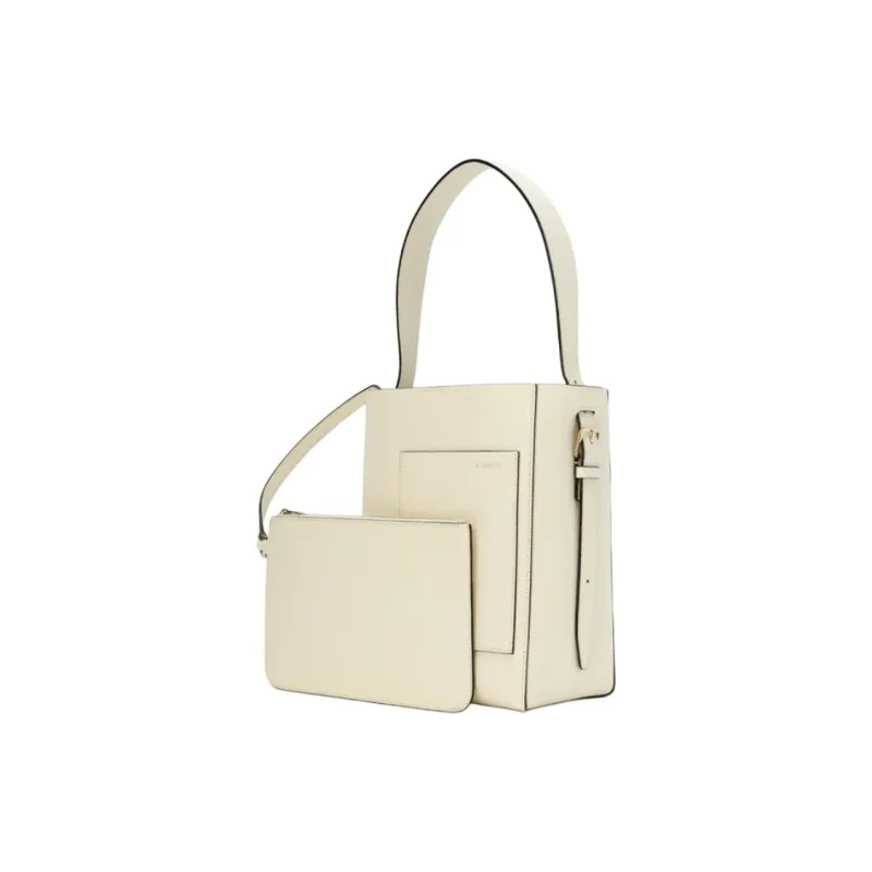 Valextra Calfskin Bucket Bag, Shoulder Bag Trumpets Women's White-1