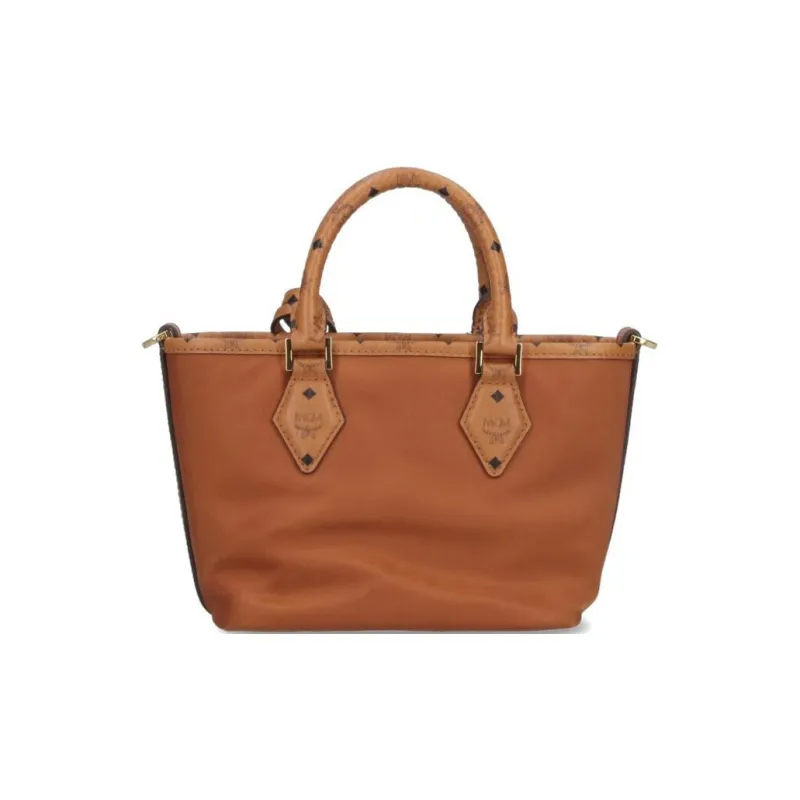 MCM Aren Nylon Tote Bag Shopping Bag Shoulder Bag Crossbody Bag Handbag Extra Mini Women's Brown-3