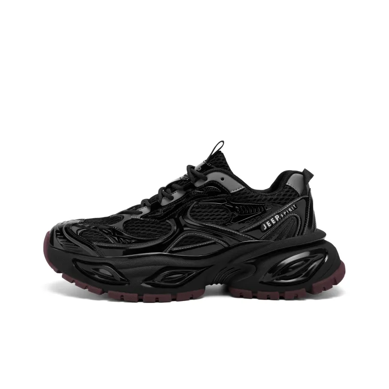JEEP SPIRIT Black Myth Slip Resistant, Abrasion Resistant, Breathable Low Top Chunky Sneakers Men's Graphite Black-0