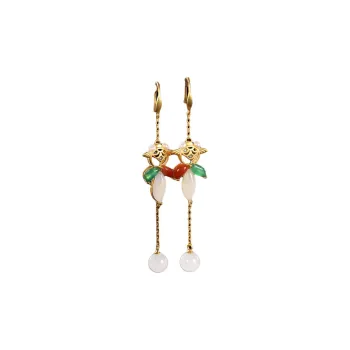 Royal Heaven's Choice Earrings Pale Greenish White Jade Unisex
