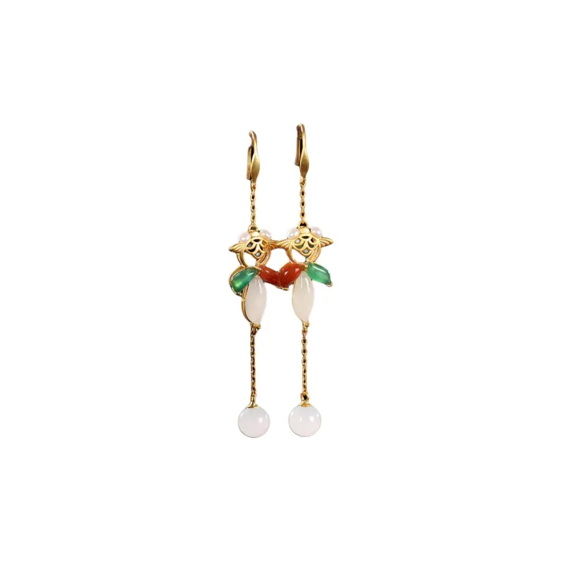 Royal Heaven's Choice Earrings Pale Greenish White Jade Unisex-0