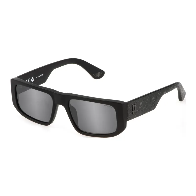 Police Acetate Rectangular Sunglasses Men's Black-0