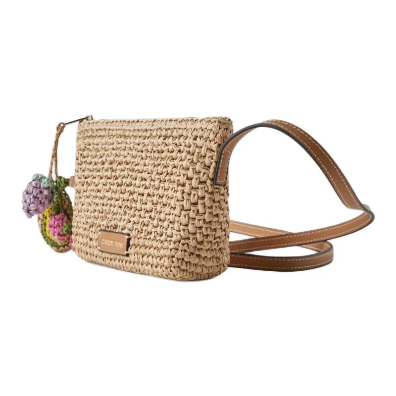 ZARA Raffia Grass Crossbody Bag Shoulder Bag Women's Light Beige Yellow-1
