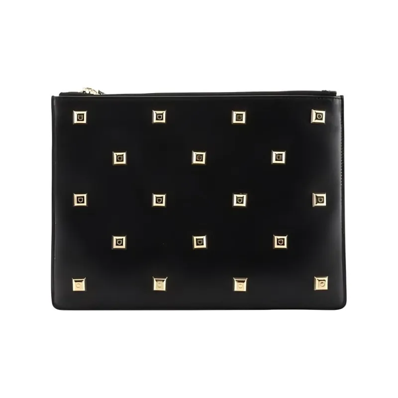 FERRAGAMO Cow Leather Clutch Women's Black-0