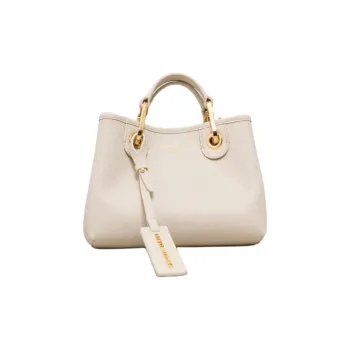 EMPORIO ARMANI Polyurethane Tote Bag, Shopping Bag, Shoulder Bag, Handbag Trumpets Women's Milk White