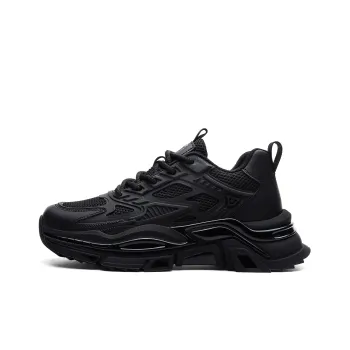 JEEP SPIRIT Black Myth Slip Resistant, Abrasion Resistant, Breathable, Height Increasing Low Top Chunky Sneakers Men's
