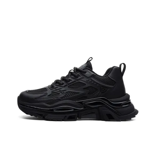 JEEP SPIRIT Black Myth Slip Resistant, Abrasion Resistant, Breathable, Height Increasing Low Top Chunky Sneakers Men's