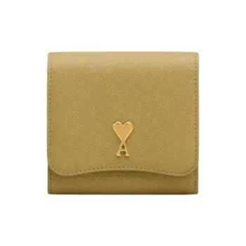 AMIPARIS Cow Leather Card Holder Women's Brown & Brass