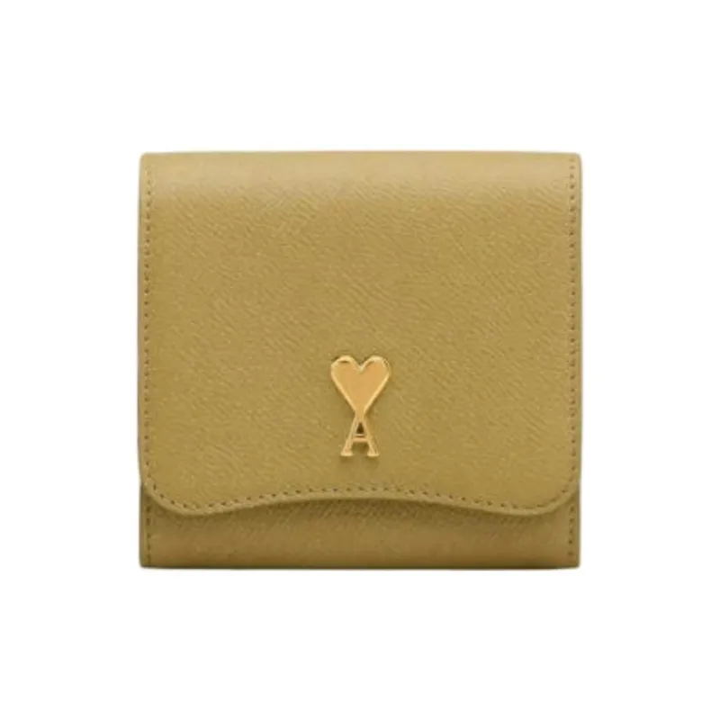 AMIPARIS Cow Leather Card Holder Women's Brown & Brass-0