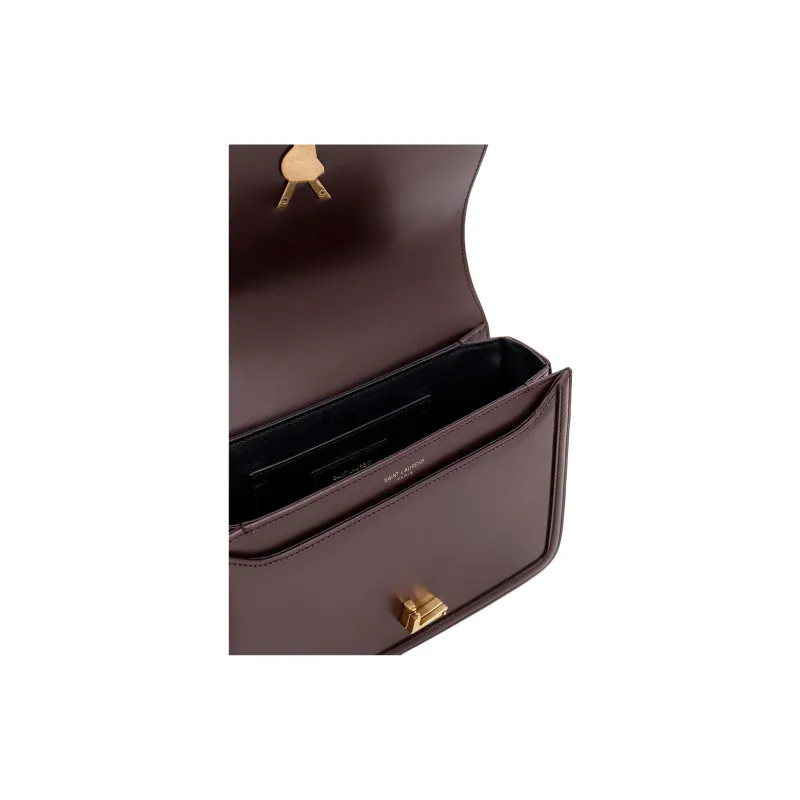 SAINT LAURENT Leather Crossbody Bag, Shoulder Bag Women's Brown-3