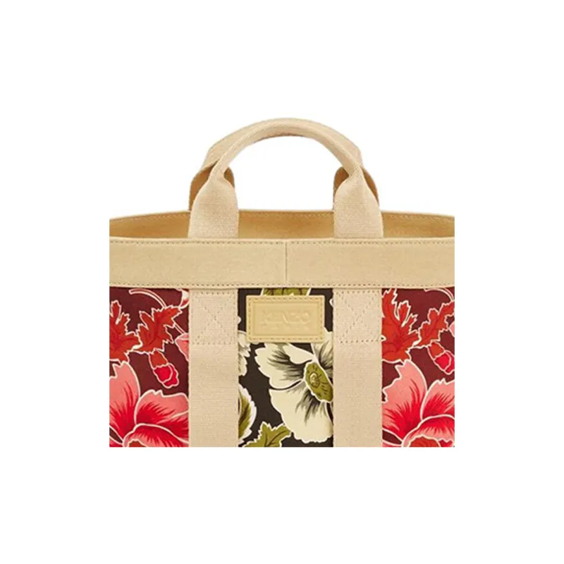 KENZO Cotton Tote Bag Shopping Bag Shoulder Bag Crossbody Bag Handbag Small Size Women's Multicolor-4