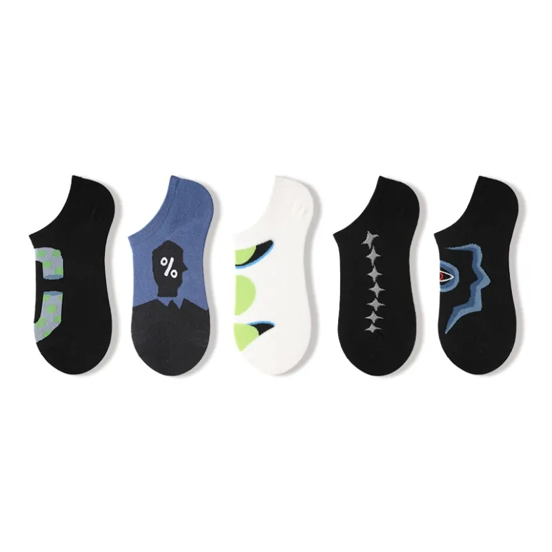 Primeet Ankle Socks Men's 5 Pack Geometric Pattern-15