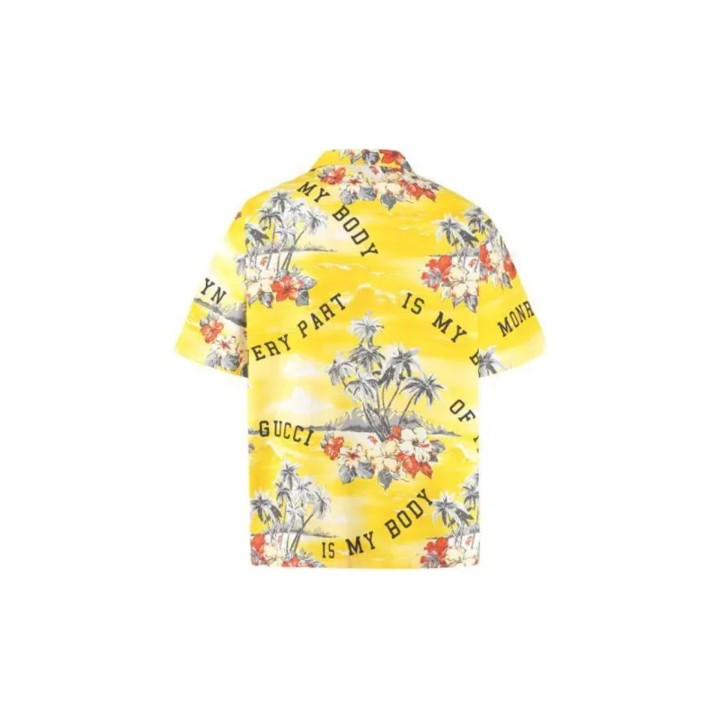 GUCCI Printed Cotton Poplin Bowling Shirt-1