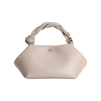GANNI Recycled Leather One Shoulder Handbag Trumpets Women's Oyster Gray