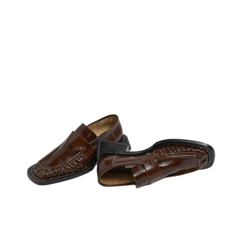 MIISTA Airi Bark Loafers 3cm Women's Brown-3