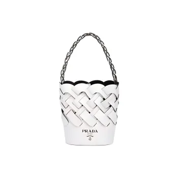 PRADA Leather Bucket Bags Handbags Women's White