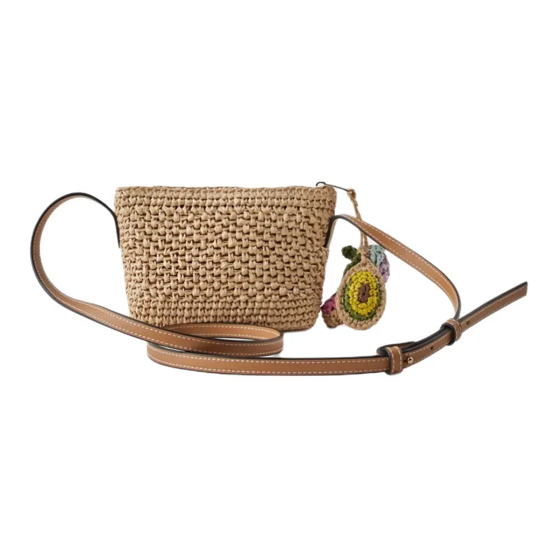 ZARA Raffia Grass Crossbody Bag Shoulder Bag Women's Light Beige Yellow-3