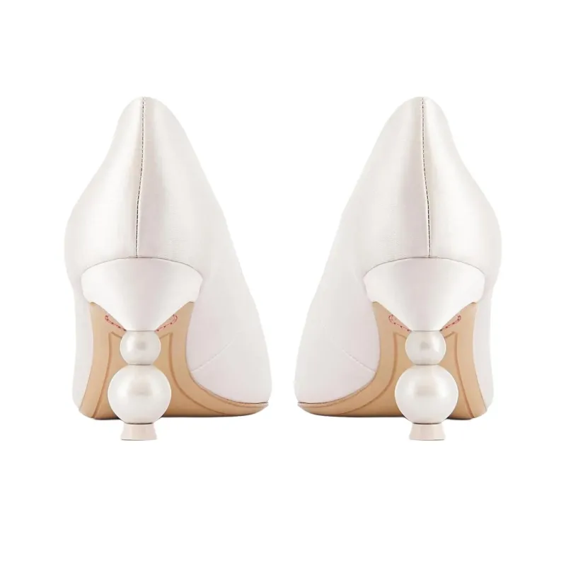 Sophia Webster Perla Slim Heel High Heels 7cm Women's Ivory White-3