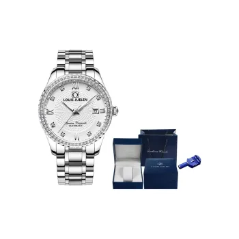 LOUIE JUELEN Mechanical Movement Stainless Steel Watchband Watch Unisex White Dial