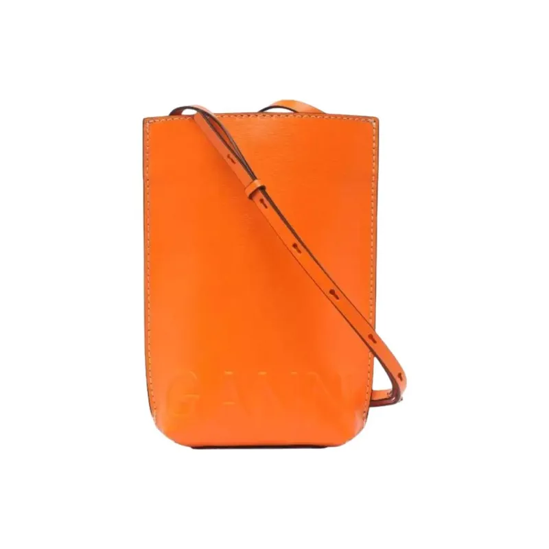 GANNI Polyurethane Handbag Shoulder Bag Crossbody Bag Small Size Women's Orange-4