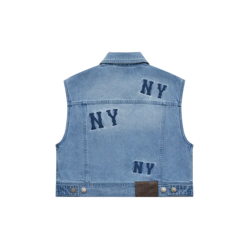 MLB New York Yankees SS25 Denim Vest Women's Light Blue-1