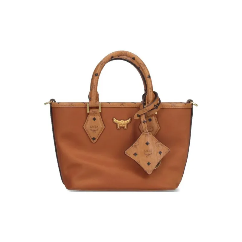 MCM Aren Nylon Tote Bag Shopping Bag Shoulder Bag Crossbody Bag Handbag Extra Mini Women's Brown-0