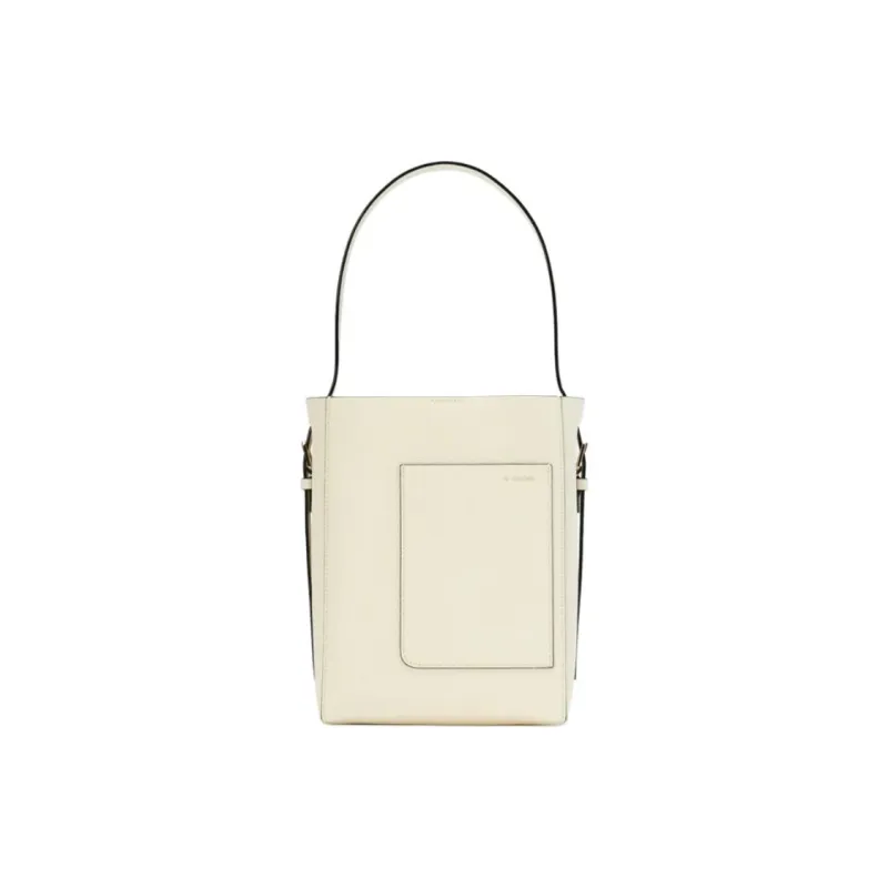 Valextra Calfskin Bucket Bag, Shoulder Bag Trumpets Women's White-0