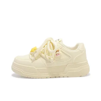 Miss Zhang Anti Slip Wear Resistant Low Top Skateboard Shoes Women's Cream Yellow