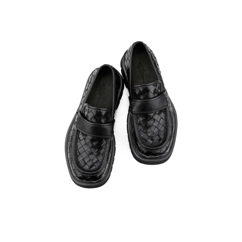 HANQIAORIJI Black Blood Series Loafers Unisex Black-3