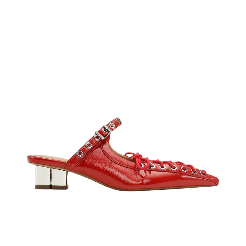 GANNI Closed Toe Slippers 3.5cm Women's Red-1