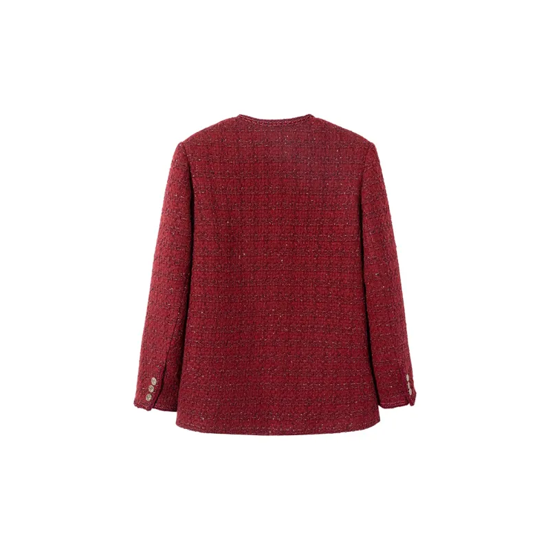 Ouyang Cropped Coats Women's Cherry-1