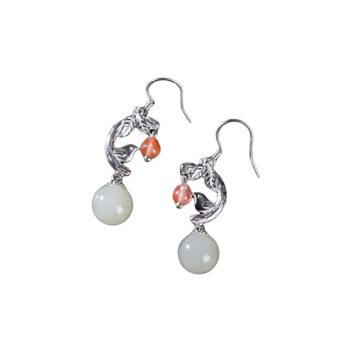 Royal Heaven's Choice Earrings Pale Greenish White Jade Unisex