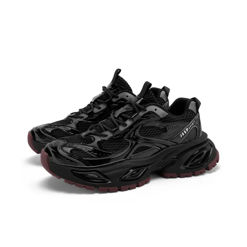 JEEP SPIRIT Black Myth Slip Resistant, Abrasion Resistant, Breathable Low Top Chunky Sneakers Men's Graphite Black-1
