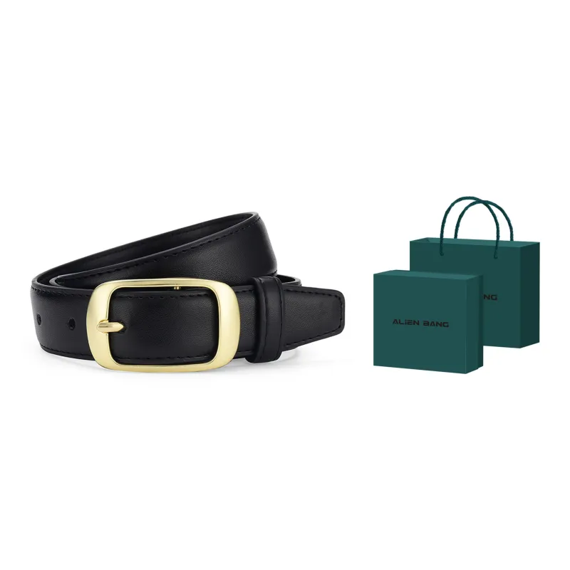 ALIEN BANG Double-Strand Pin Buckle Chanel-Inspired Preppy Style Leather Belts Women's Width 2.8cm-11