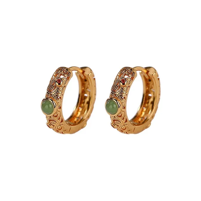 Royal Heaven's Choice Hetian Jade Earrings Jasper Unisex-0
