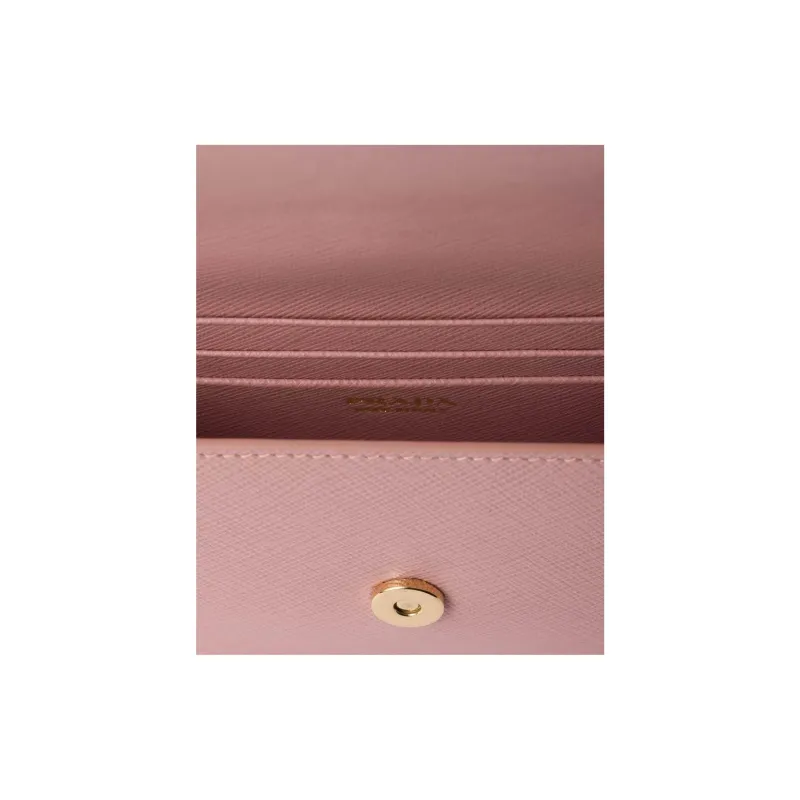 PRADA Saffiano Calfskin Crossbody Bag Mini Women's Peach Pink-4