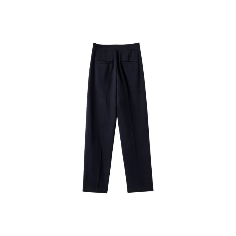 Late White Casual Pants Women's Dark Blue-3