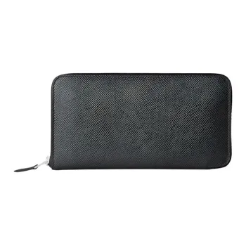 HERMES Epsom Calfskin Wallet Unisex Noir Black