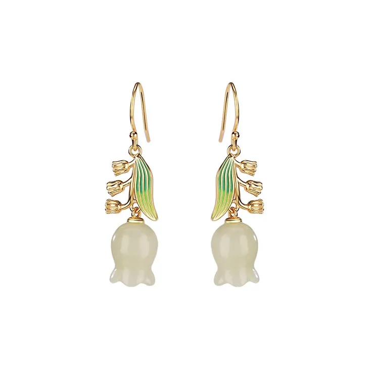 Royal Heaven's Choice Earrings Pale Greenish White Jade Unisex-0