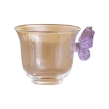 Glass Magnolia Cup-Purple Butterfly