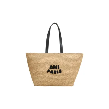 AMIPARIS Natural Grass Tote Bag Shopping Bag Handbag Shoulder Bag Large Size Women's Yellow